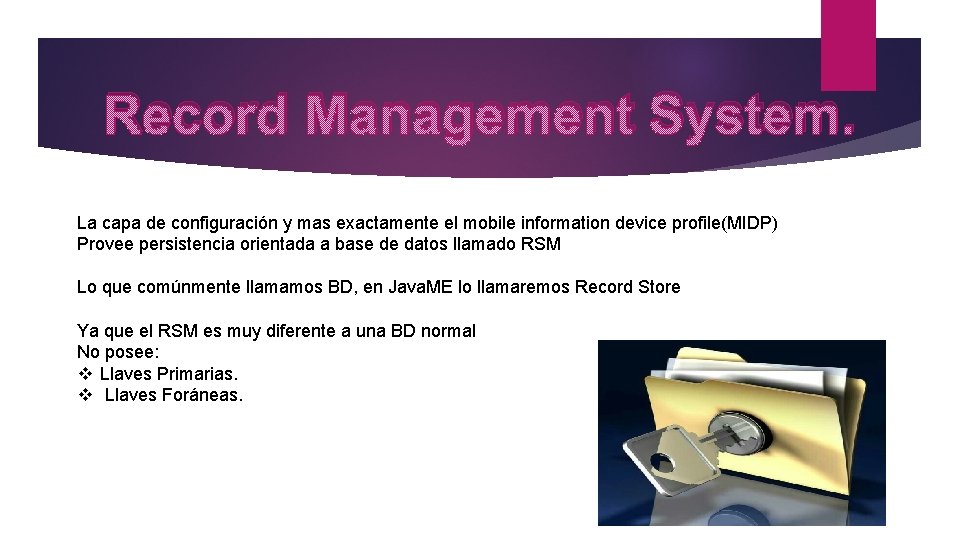 Record Management System. La capa de configuración y mas exactamente el mobile information device