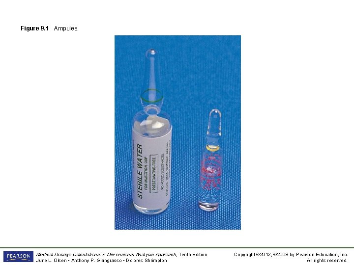 Figure 9. 1 Ampules. Medical Dosage Calculations: A Dimensional Analysis Approach, Tenth Edition June