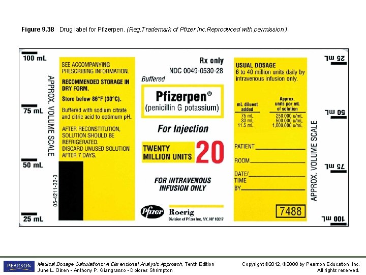 Figure 9. 38 Drug label for Pfizerpen. (Reg. Trademark of Pfizer Inc. Reproduced with