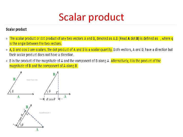 Scalar product Scalar product