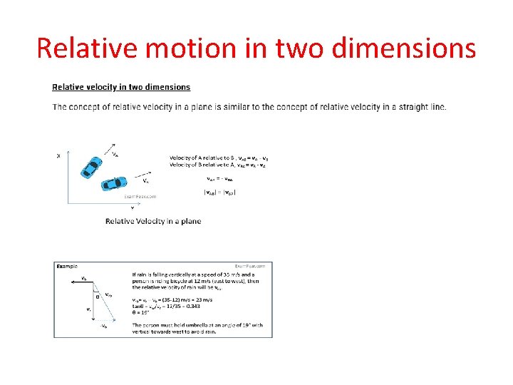 Relative motion in two dimensions Relative motion in two dimensions
