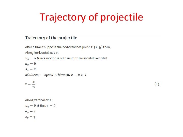 Trajectory of projectile 