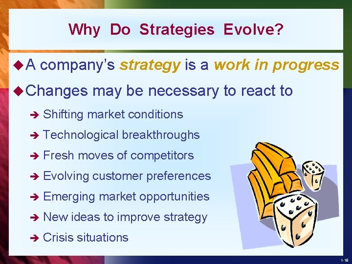 Why Do Strategies Evolve? u. A company’s strategy is a work in progress u