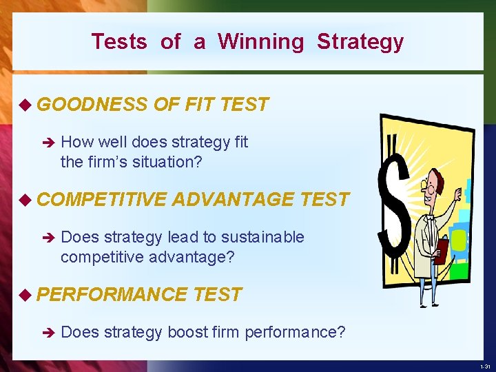 Tests of a Winning Strategy u GOODNESS OF FIT TEST è How well does