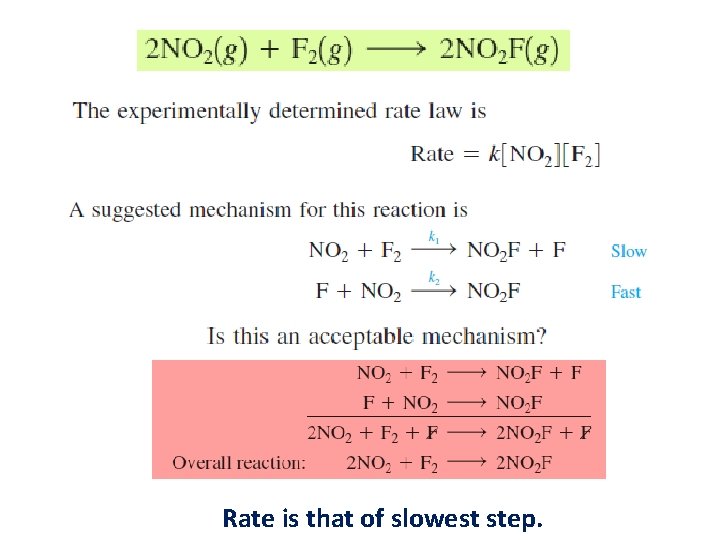 Rate is that of slowest step. 