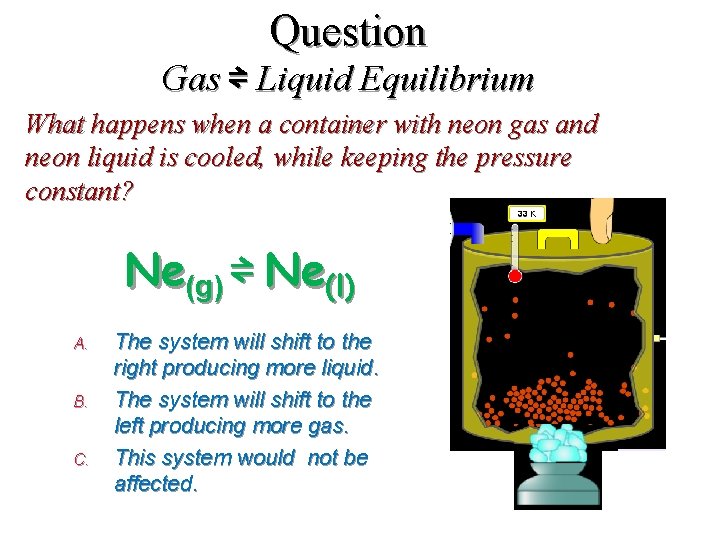 Question Gas ⇌ Liquid Equilibrium What happens when a container with neon gas and