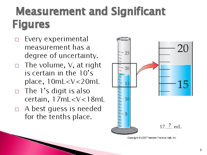 Measurement and Significant Figures � � Every experimental measurement has a degree of uncertainty.