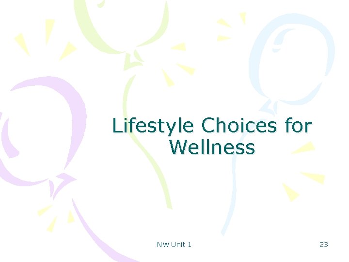 Lifestyle Choices for Wellness NW Unit 1 23 