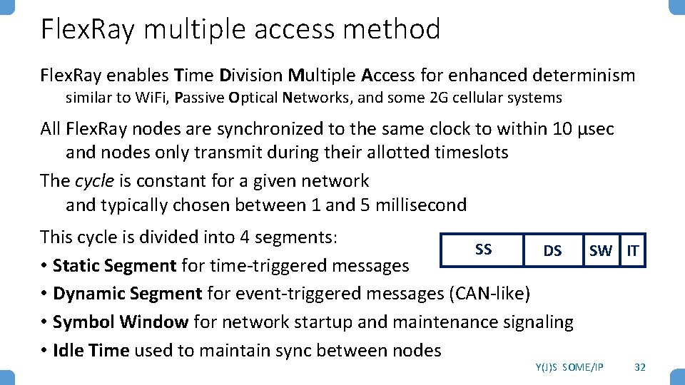 Flex. Ray multiple access method Flex. Ray enables Time Division Multiple Access for enhanced