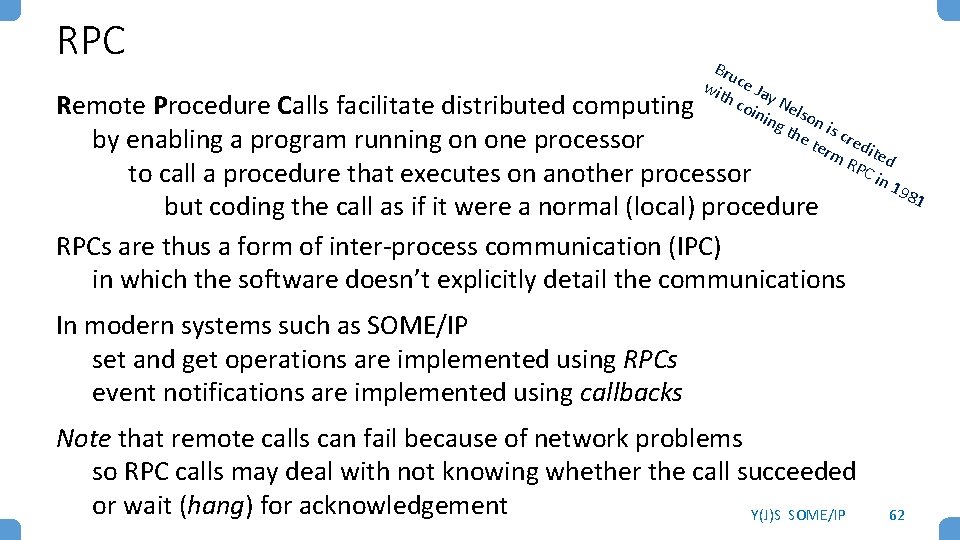 RPC Bru wit ce Ja Remote Procedure Calls facilitate distributed computing h coininy Nelson