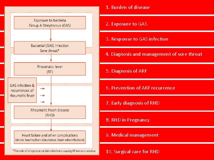 1. Burden of disease 2. Exposure to GAS 3. Response to GAS infection 4.