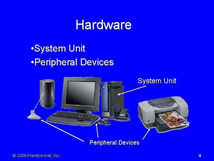 Hardware • System Unit • Peripheral Devices System Unit Peripheral Devices © 2008 Prentice-Hall,