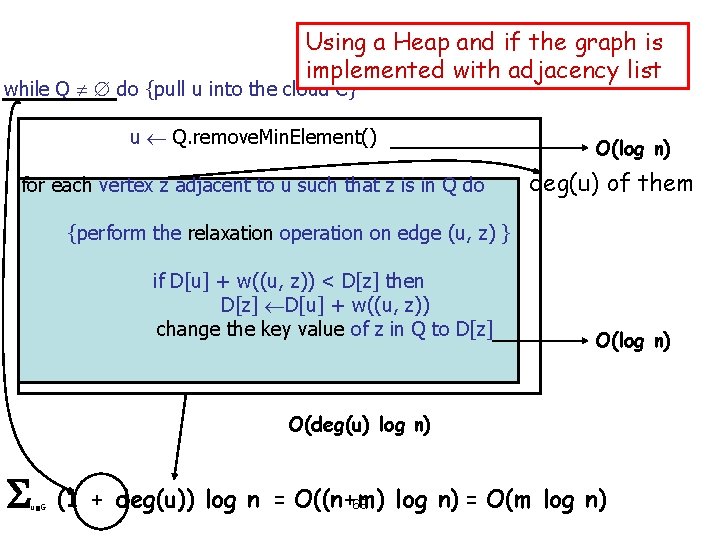 Using a Heap and if the graph is implemented with adjacency list while Q