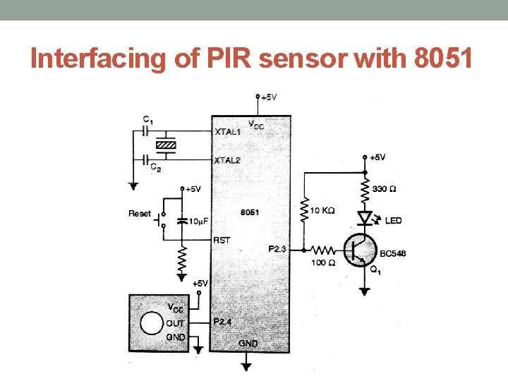 Interfacing of PIR sensor with 8051 
