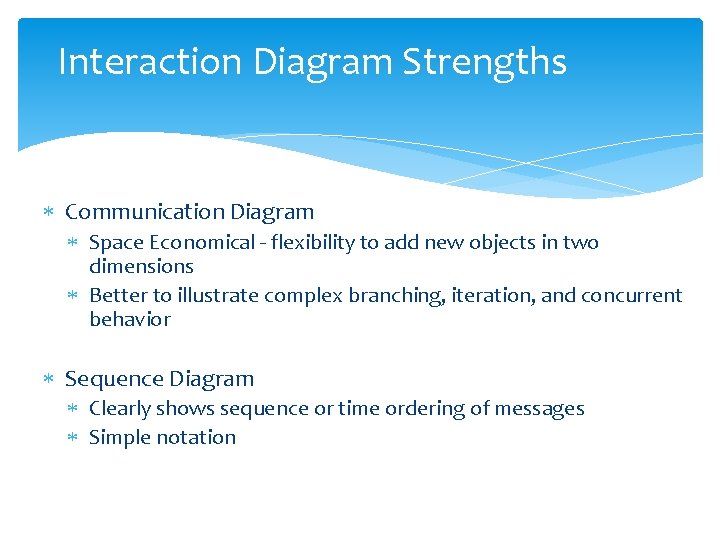 Interaction Diagram Strengths Communication Diagram Space Economical - flexibility to add new objects in