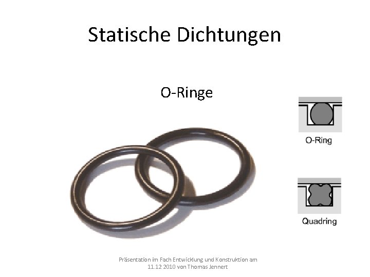 Statische Dichtungen O-Ringe Präsentation im Fach Entwicklung und Konstruktion am 11. 12 2010 von Statische Dichtungen O-Ringe Präsentation im Fach Entwicklung und Konstruktion am 11. 12 2010 von