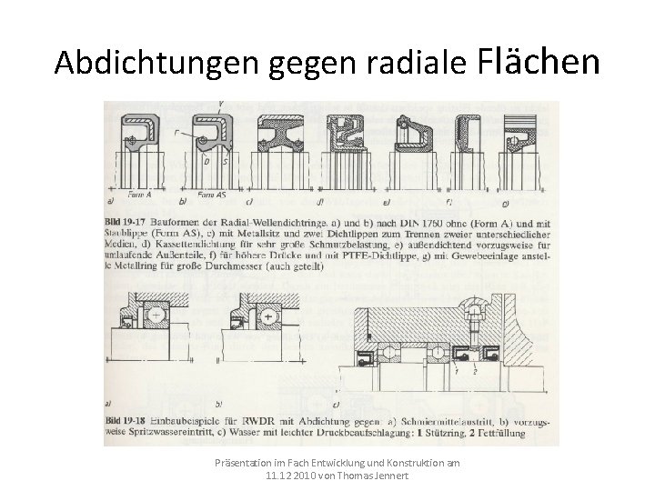 Abdichtungen gegen radiale Flächen Präsentation im Fach Entwicklung und Konstruktion am 11. 12 2010 Abdichtungen gegen radiale Flächen Präsentation im Fach Entwicklung und Konstruktion am 11. 12 2010