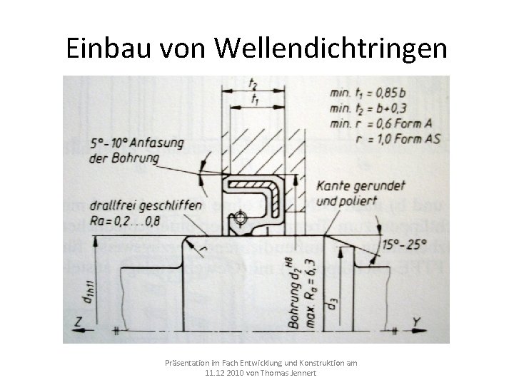 Einbau von Wellendichtringen Präsentation im Fach Entwicklung und Konstruktion am 11. 12 2010 von Einbau von Wellendichtringen Präsentation im Fach Entwicklung und Konstruktion am 11. 12 2010 von