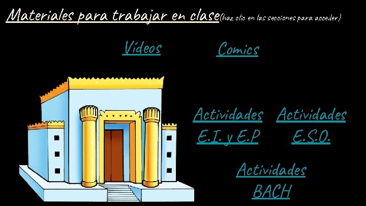 Materiales para trabajar en clase(haz clic en las secciones para acceder) Vídeos Comics Actividades