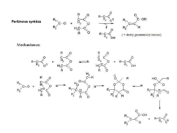 Perkinova syntéza Mechanismus: 