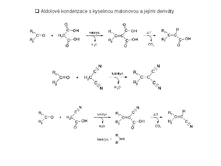 q Aldolové kondenzace s kyselinou malonovou a jejími deriváty 