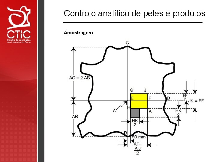 Controlo analítico de peles e produtos Amostragem 