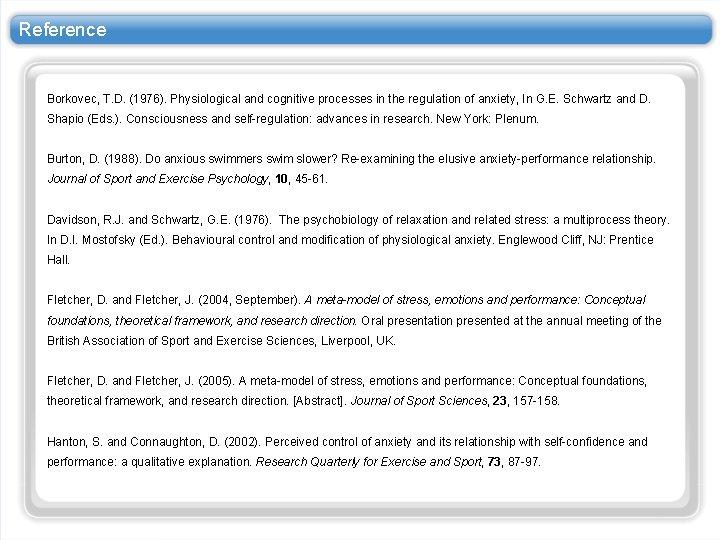 Reference Borkovec, T. D. (1976). Physiological and cognitive processes in the regulation of anxiety,