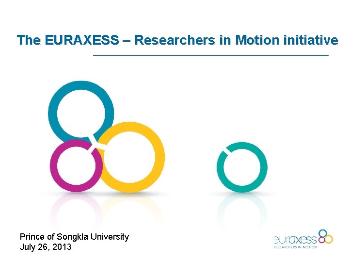 The EURAXESS – Researchers in Motion initiative Prince of Songkla University July 26, 2013