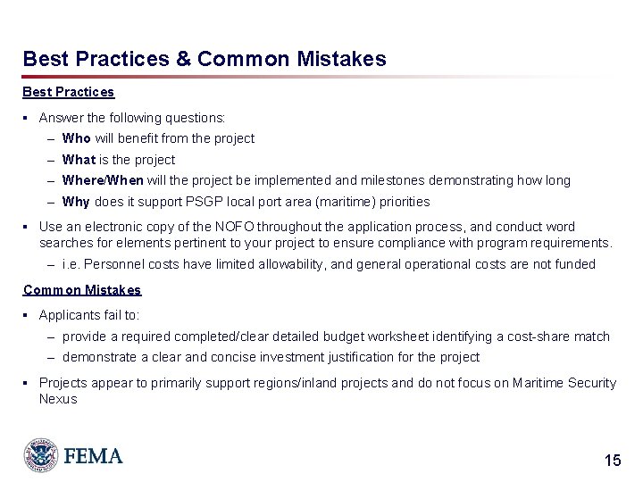 Best Practices & Common Mistakes Best Practices § Answer the following questions: – Who