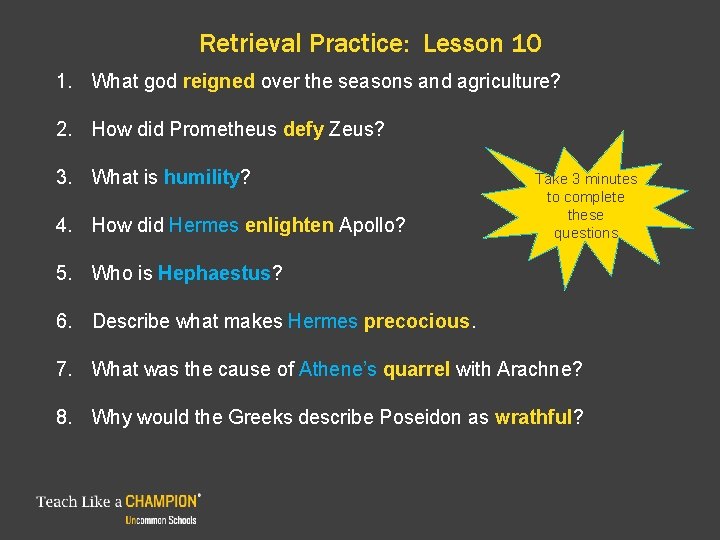 Retrieval Practice: Lesson 10 1. What god reigned over the seasons and agriculture? 2.