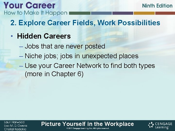 2. Explore Career Fields, Work Possibilities • Hidden Careers – Jobs that are never 2. Explore Career Fields, Work Possibilities • Hidden Careers – Jobs that are never
