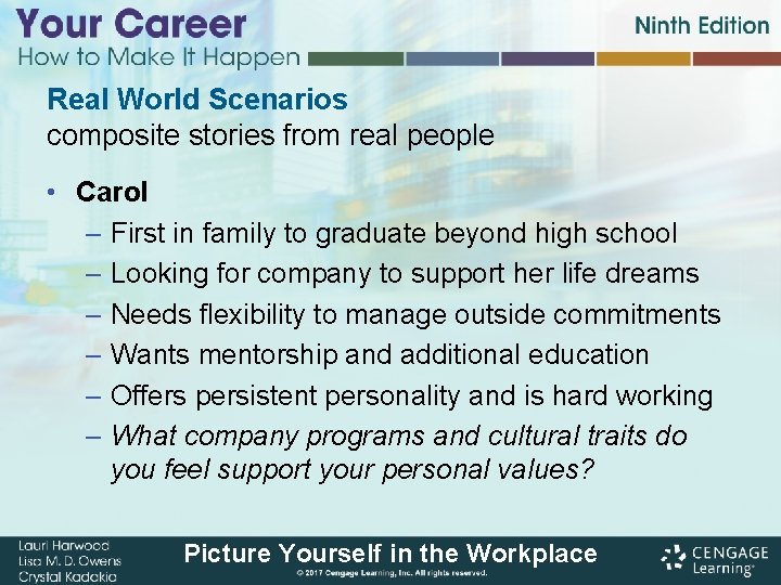 Real World Scenarios composite stories from real people • Carol – First in family Real World Scenarios composite stories from real people • Carol – First in family