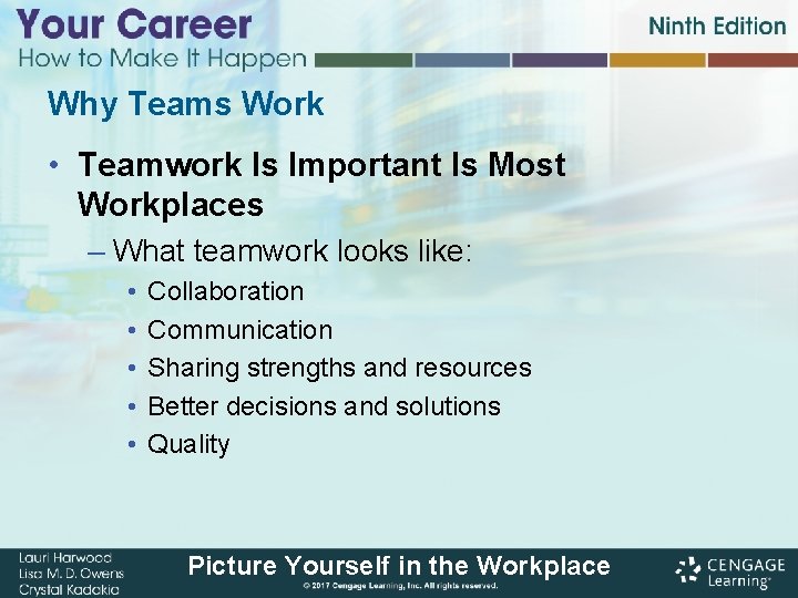 Why Teams Work • Teamwork Is Important Is Most Workplaces – What teamwork looks Why Teams Work • Teamwork Is Important Is Most Workplaces – What teamwork looks