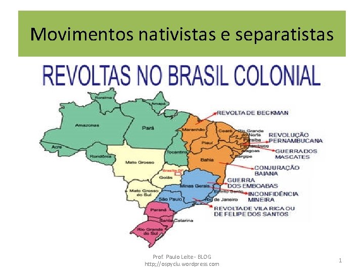 Movimentos nativistas e separatistas Prof. Paulo Leite - BLOG http; //ospyciu. wordpress. com 1