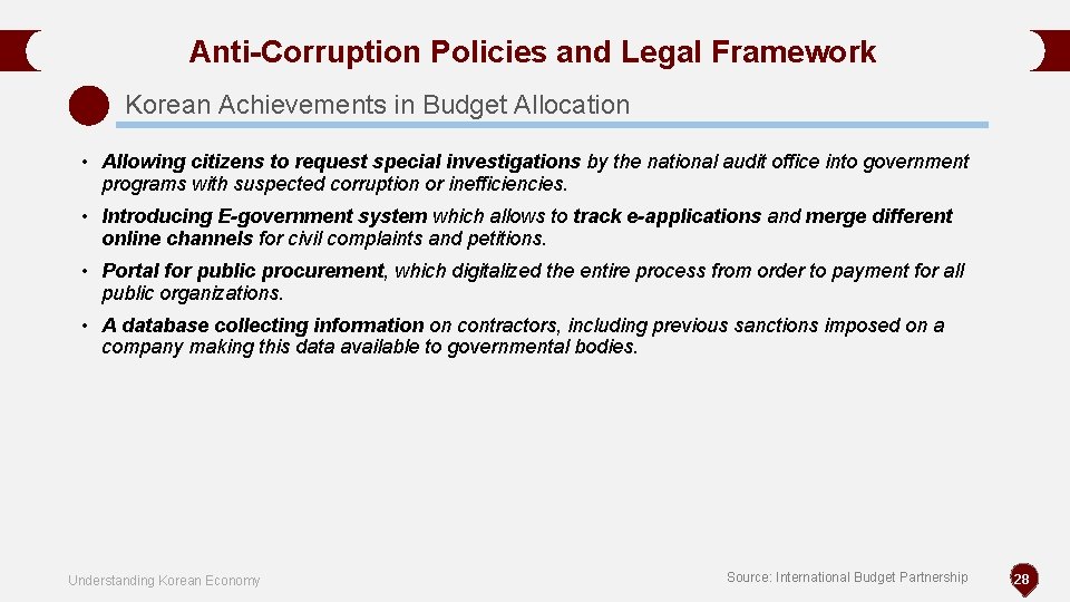 Anti-Corruption Policies and Legal Framework Korean Achievements in Budget Allocation • Allowing citizens to Anti-Corruption Policies and Legal Framework Korean Achievements in Budget Allocation • Allowing citizens to