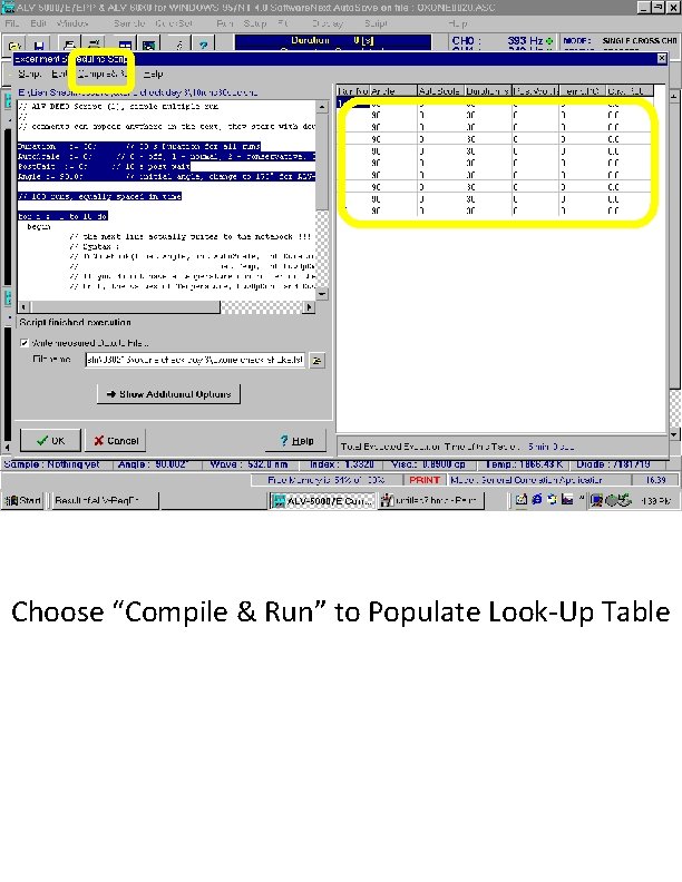 Choose “Compile & Run” to Populate Look-Up Table 