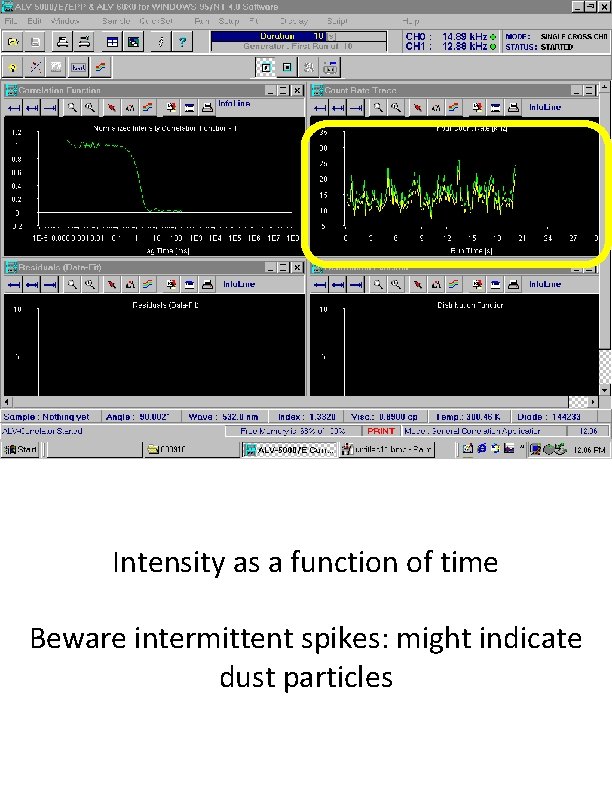 Intensity as a function of time Beware intermittent spikes: might indicate dust particles 