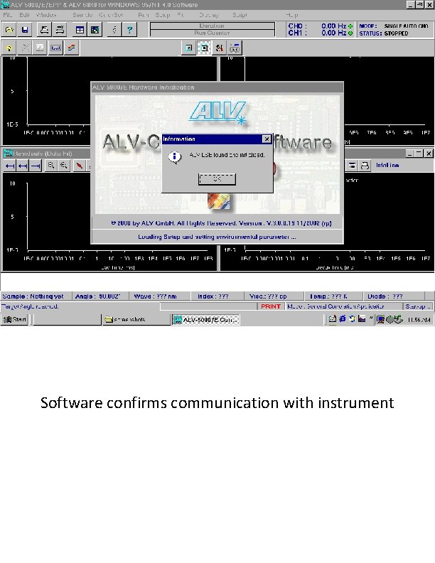 Software confirms communication with instrument 