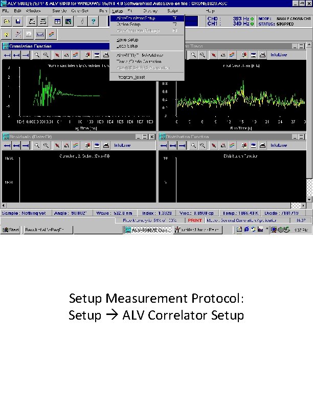 Setup Measurement Protocol: Setup ALV Correlator Setup 