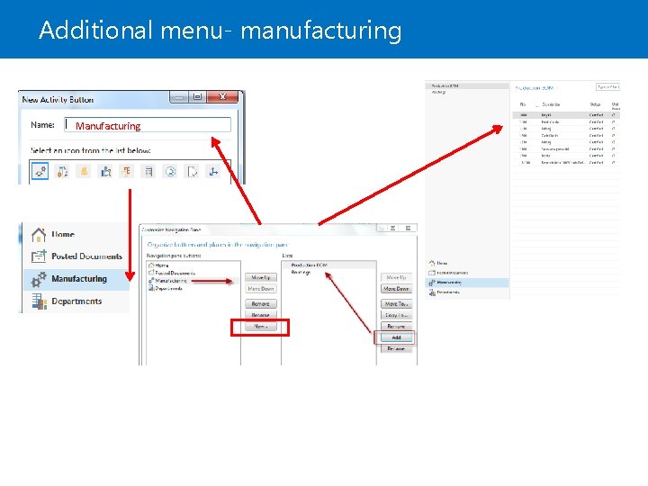 Additional menu- manufacturing Manufacturing 