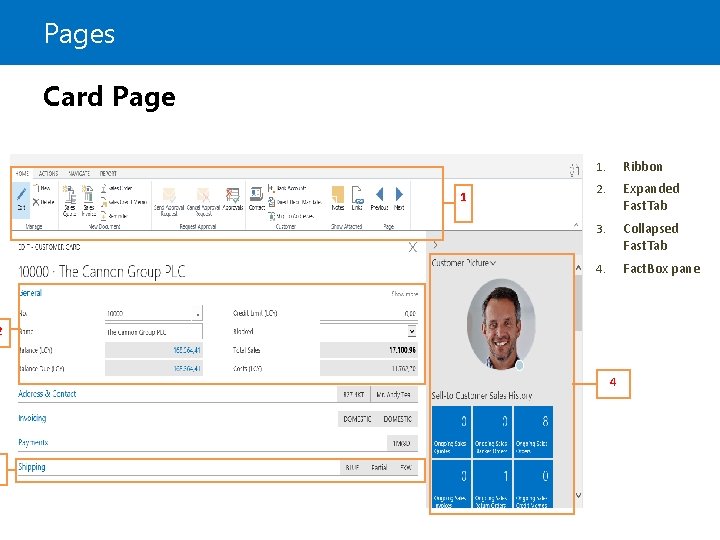 Pages Card Page 1 1. Ribbon 2. Expanded Fast. Tab 3. Collapsed Fast. Tab