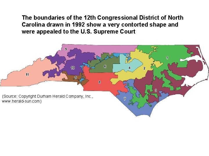 The boundaries of the 12 th Congressional District of North Carolina drawn in 1992