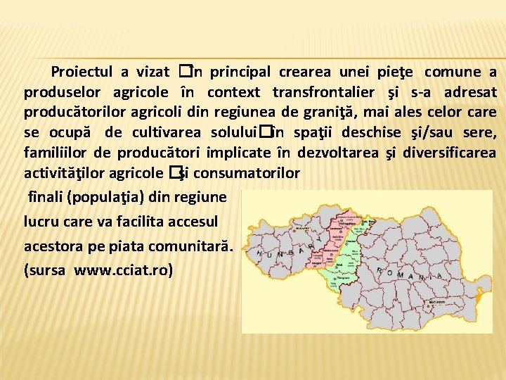  Proiectul a vizat �în principal crearea unei pieţe comune a produselor agricole în