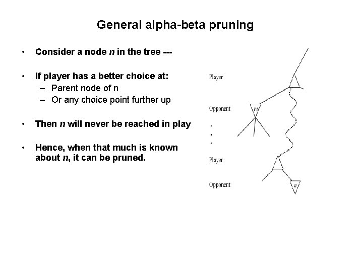 General alpha-beta pruning • Consider a node n in the tree --- • If
