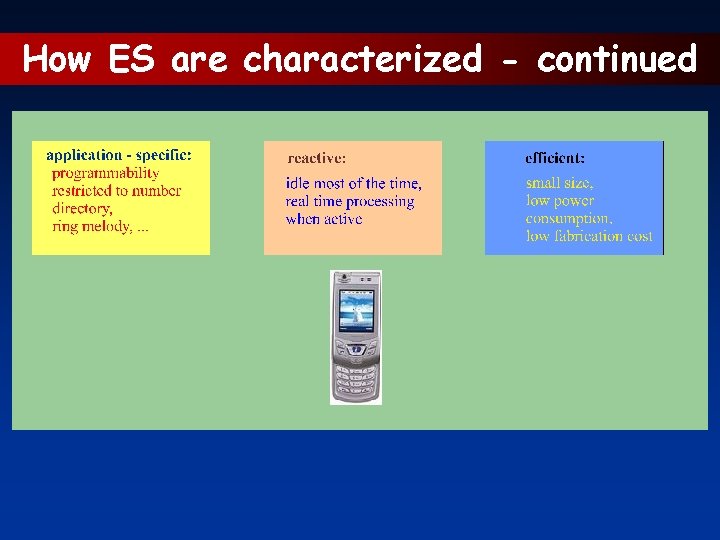 How ES are characterized - continued 