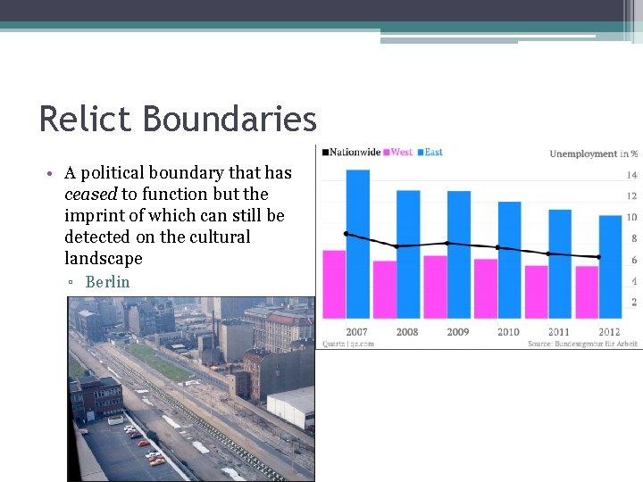 Relict Boundaries • A political boundary that has ceased to function but the imprint