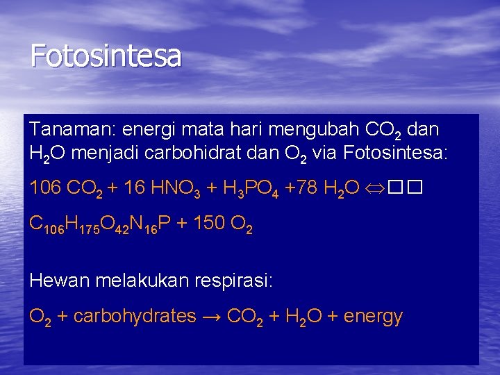 Fotosintesa Tanaman: energi mata hari mengubah CO 2 dan H 2 O menjadi carbohidrat