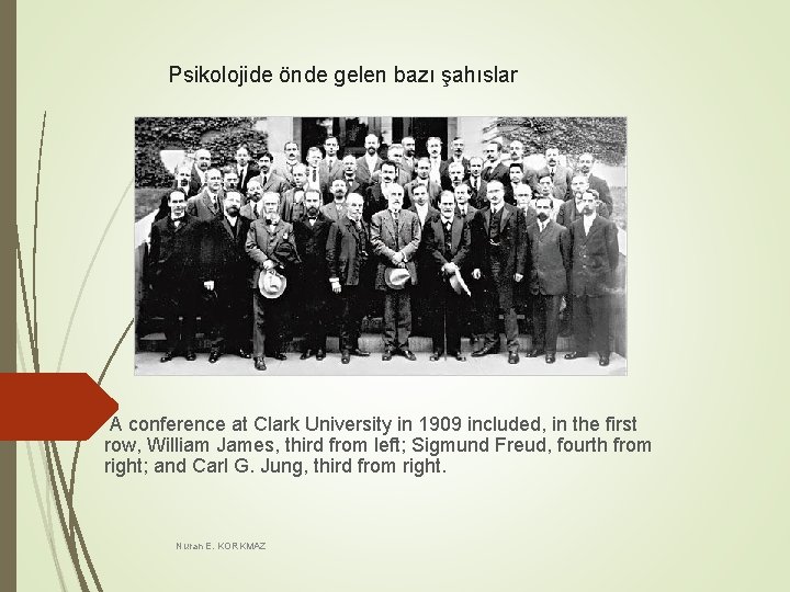 Psikolojide önde gelen bazı şahıslar A conference at Clark University in 1909 included, Psikolojide önde gelen bazı şahıslar A conference at Clark University in 1909 included,