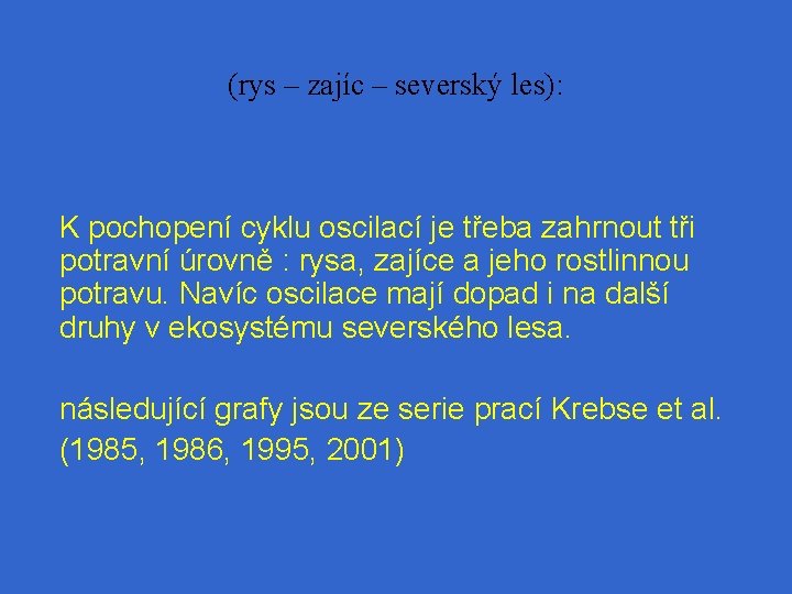 (rys – zajíc – severský les): K pochopení cyklu oscilací je třeba zahrnout tři