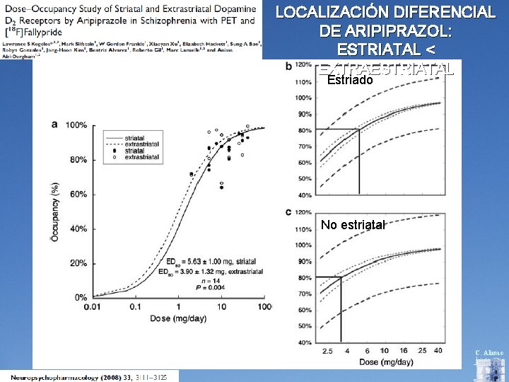 LOCALIZACIÓN DIFERENCIAL DE ARIPIPRAZOL: ESTRIATAL < EXTRAESTRIATAL Estriado No estriatal C. Alamo 